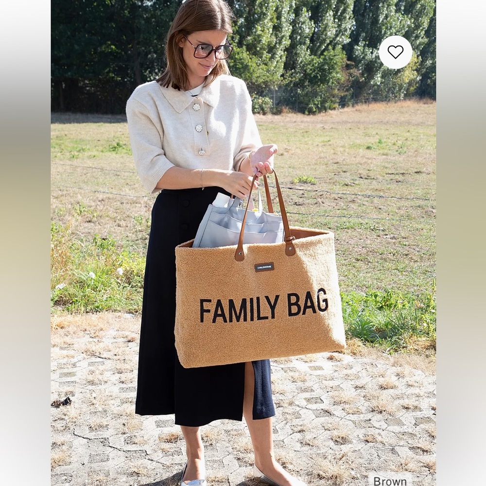 Childhome Family Tan Tote with Leather Handles Color: Teddy Beige  gently used